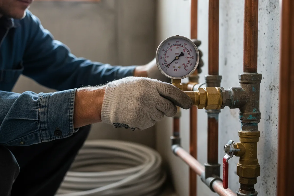 Pressure testing a repaired line during Water Line Repair in Cortland